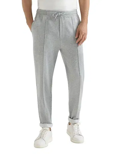 Brunello Cucinelli Men's Cotton, Cashmere and Silk French Terry Double Cloth Trousers - Medium Grey - Size Large | Thumbnail 2