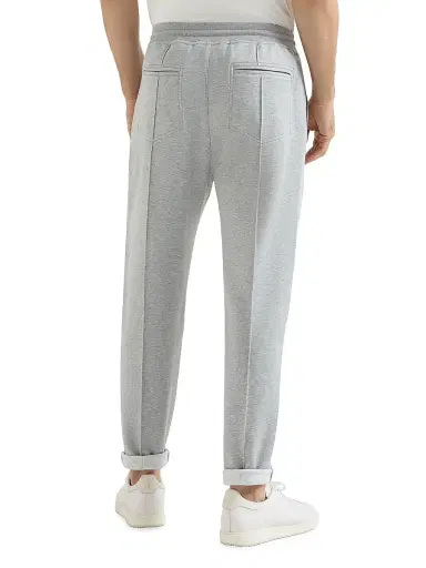 Brunello Cucinelli Men's Cotton, Cashmere and Silk French Terry Double Cloth Trousers - Medium Grey - Size Large | Thumbnail 3