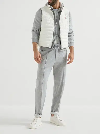Brunello Cucinelli Men's Cotton, Cashmere and Silk French Terry Double Cloth Trousers - Medium Grey - Size Large | Thumbnail 6