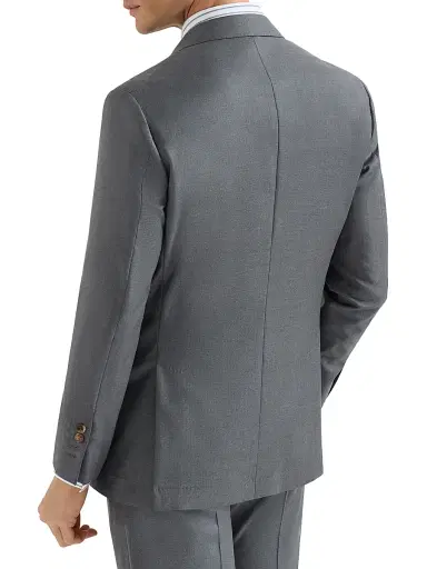 Brunello Cucinelli Men's Super 150s Virgin Wool Four Season Batavia Twill Blazer - Medium Grey | Thumbnail 3