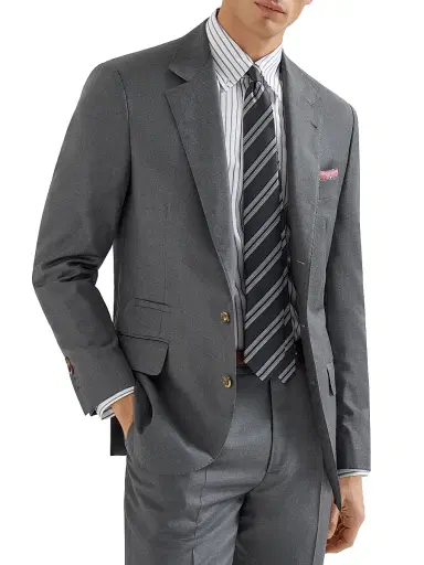Brunello Cucinelli Men's Super 150s Virgin Wool Four Season Batavia Twill Blazer - Medium Grey | Thumbnail 4