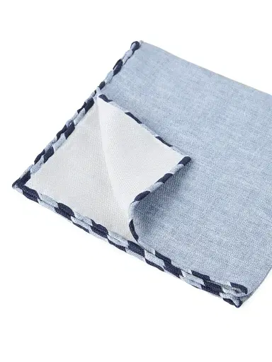 Brunello Cucinelli Men's Silk Pocket Square with Striped Border | Thumbnail 3