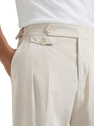 Brunello Cucinelli Men's Cotton Crêpe Batavia Trousers with Reversed Double Pleats - Yuta - Size 46 | Thumbnail 4 Brunello Cucinelli Men's Cotton Crêpe Batavia Trousers with Reversed Double Pleats - Yuta - Size 46 | Thumbnail 4