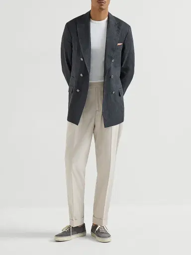 Brunello Cucinelli Men's Cotton Crêpe Batavia Trousers with Reversed Double Pleats - Yuta - Size 46 | Thumbnail 6 Brunello Cucinelli Men's Cotton Crêpe Batavia Trousers with Reversed Double Pleats - Yuta - Size 46 | Thumbnail 6