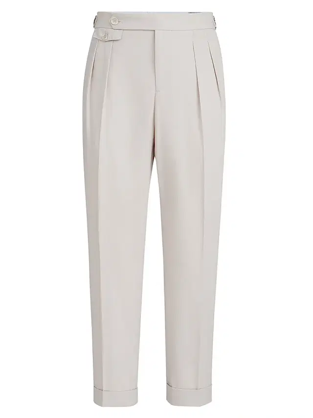 Brunello Cucinelli Men's Cotton Crêpe Batavia Trousers with Reversed Double Pleats - Yuta - Size 46