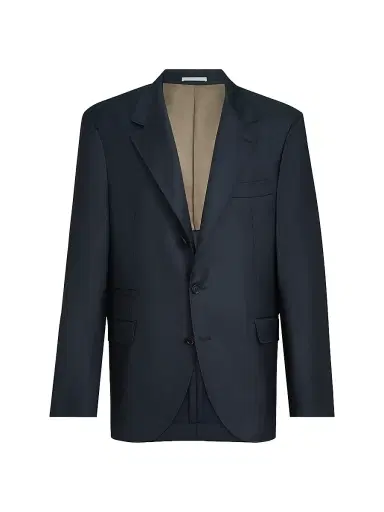 Brunello Cucinelli Men's Super 150s Virgin Wool Four Season Batavia Twill Blazer - Navy Blue | Thumbnail 2