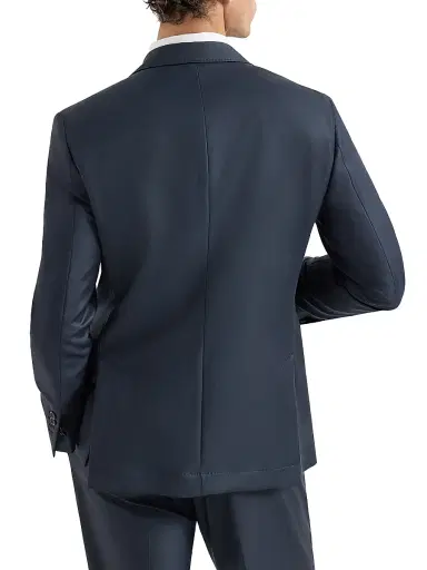 Brunello Cucinelli Men's Super 150s Virgin Wool Four Season Batavia Twill Blazer - Navy Blue | Thumbnail 3