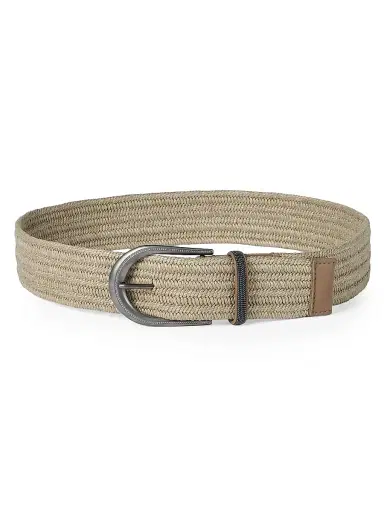 Brunello Cucinelli Women's Braided Linen Belt with Shiny Loop | Thumbnail 2