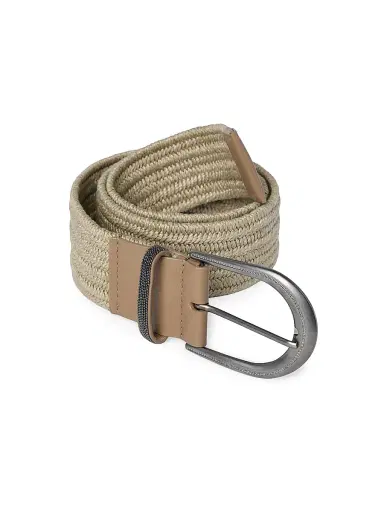 Brunello Cucinelli Women's Braided Linen Belt with Shiny Loop | Thumbnail 3