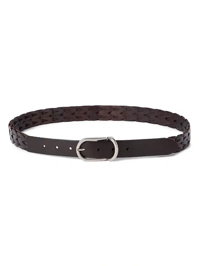 Brunello Cucinelli Men's Braided Leather Belt - Rust Brown