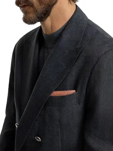 Brunello Cucinelli Men's Silk Pocket Square with Medallion Design | Thumbnail 2 Brunello Cucinelli Men's Silk Pocket Square with Medallion Design | Thumbnail 2
