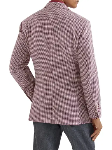 Brunello Cucinelli Men's Virgin Wool, Silk and Linen Houndstooth Tailor Blazer - Cherry - Size 40 | Thumbnail 3 Brunello Cucinelli Men's Virgin Wool, Silk and Linen Houndstooth Tailor Blazer - Cherry - Size 40 | Thumbnail 3