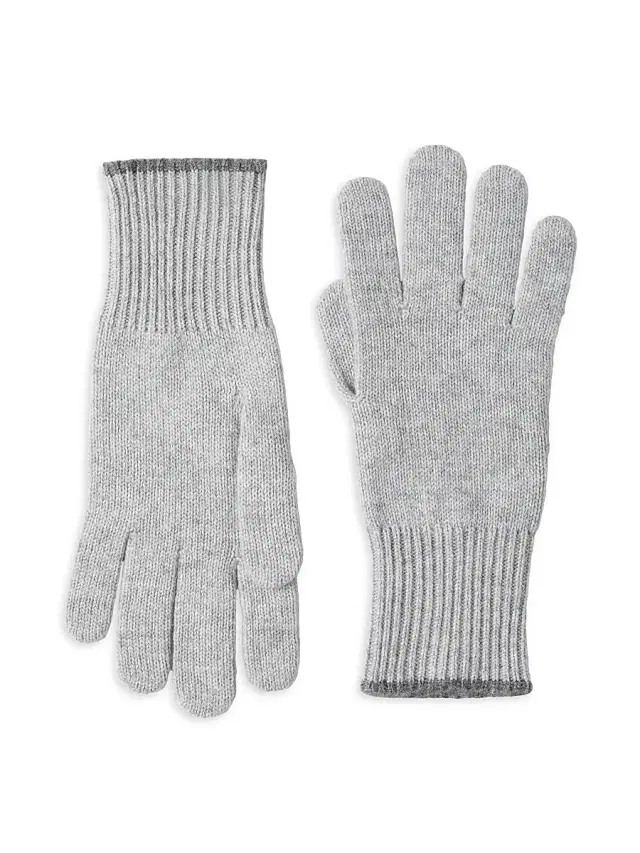 Brunello Cucinelli Men's Cashmere Knit Gloves - Pearl Grey