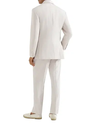 Brunello Cucinelli Men's Délavé Silk Twill Tuxedo with One and a Half Breasted Blazer and Trousers | Thumbnail 3 Brunello Cucinelli Men's Délavé Silk Twill Tuxedo with One and a Half Breasted Blazer and Trousers | Thumbnail 3