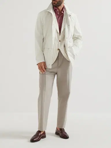 Brunello Cucinelli Men's Chalk Stripe Linen Twill Deconstructed Cavallo Blazer - Panama | Thumbnail 6