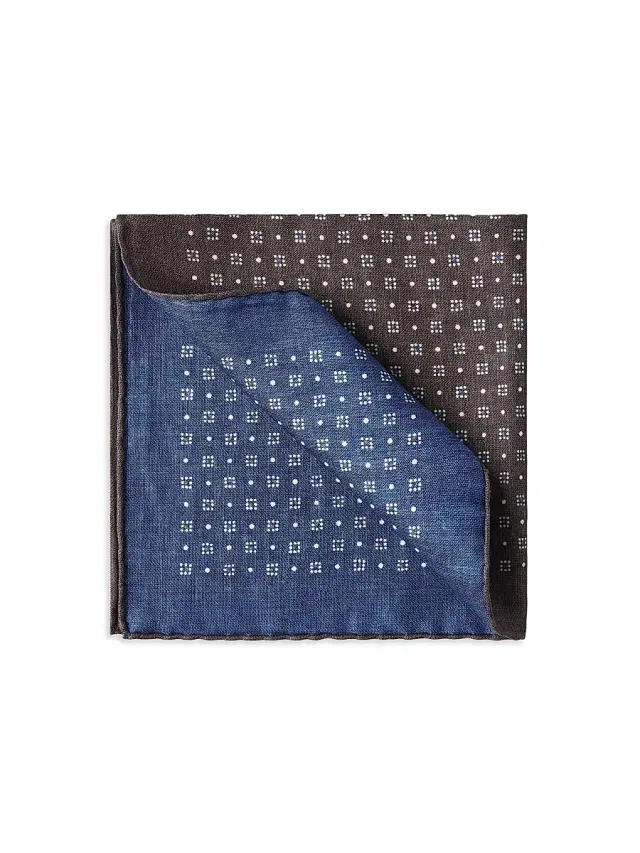 Brunello Cucinelli Men's Silk Patterned Pocket Square - Hazelnut