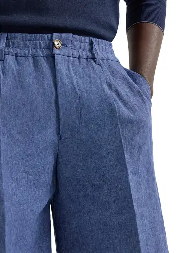 Brunello Cucinelli Men's Lightweight Délavé Linen Bermuda Shorts with Elasticated Waistband - Denim - Size 42 | Thumbnail 5