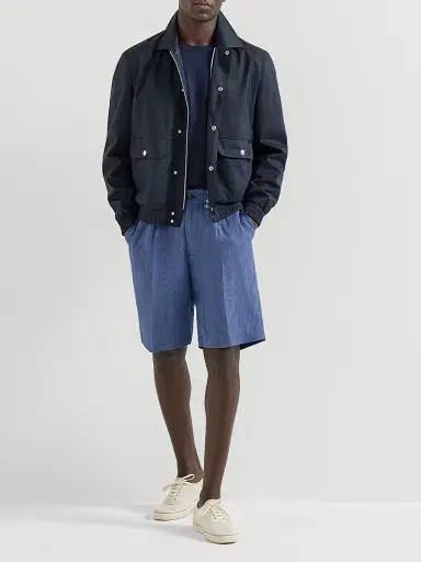Brunello Cucinelli Men's Lightweight Délavé Linen Bermuda Shorts with Elasticated Waistband - Denim - Size 42 | Thumbnail 6