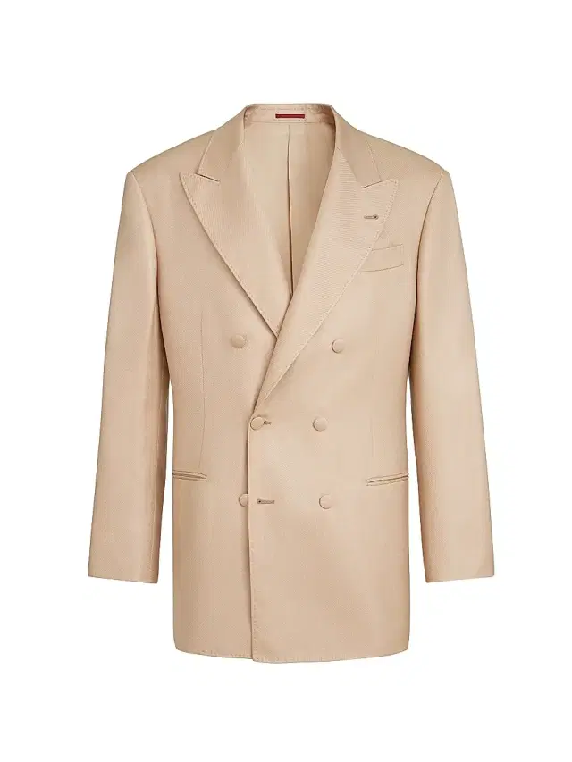 Brunello Cucinelli Men's Silk Diagonal One and a Half Breasted Tuxedo Jacket with Peak Lapels