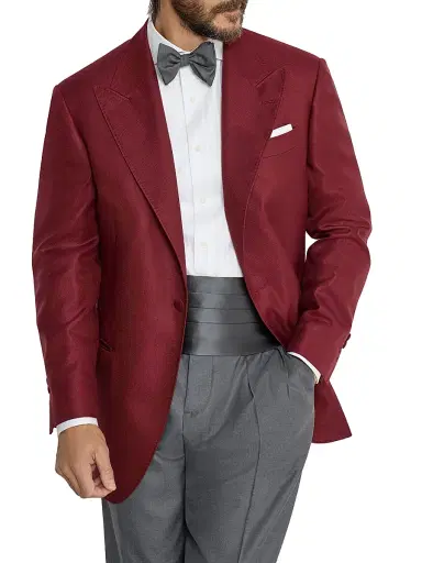 Brunello Cucinelli Men's Silk Diagonal Tuxedo Jacket with Peak Lapels - Cherry - Size 38 | Thumbnail 5 Brunello Cucinelli Men's Silk Diagonal Tuxedo Jacket with Peak Lapels - Cherry - Size 38 | Thumbnail 5