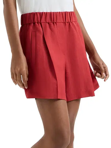 Brunello Cucinelli Women's Viscose and Linen Fluid Twill Baggy Shorts | Thumbnail 3 Brunello Cucinelli Women's Viscose and Linen Fluid Twill Baggy Shorts | Thumbnail 3