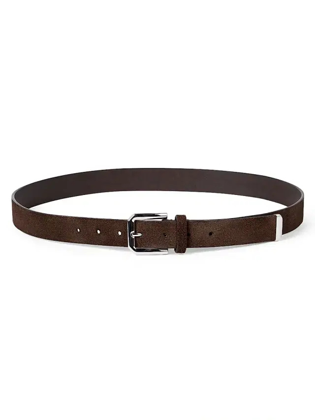 Brunello Cucinelli Men's Reversed Leather Belt with Square Buckle and Tip - Rust Brown
