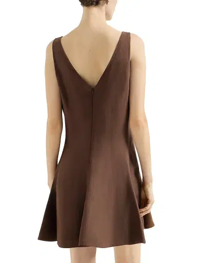 Brunello Cucinelli Women's Viscose and Linen Fluid Twill Mini Dress - Cocoa - Size XXXL | Thumbnail 3 Brunello Cucinelli Women's Viscose and Linen Fluid Twill Mini Dress - Cocoa - Size XXXL | Thumbnail 3
