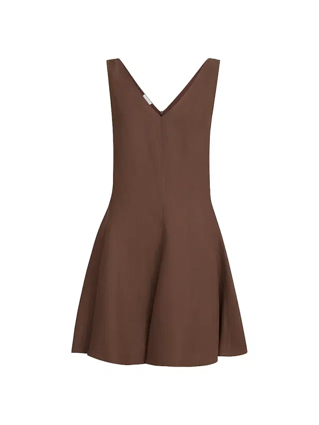 Brunello Cucinelli Women's Viscose and Linen Fluid Twill Mini Dress - Cocoa - Size XXXL