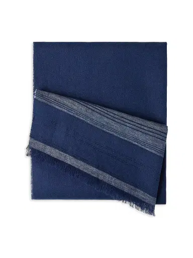 Brunello Cucinelli Men's Embroidered Linen Scarf | Thumbnail 1 Brunello Cucinelli Men's Embroidered Linen Scarf | Thumbnail 1