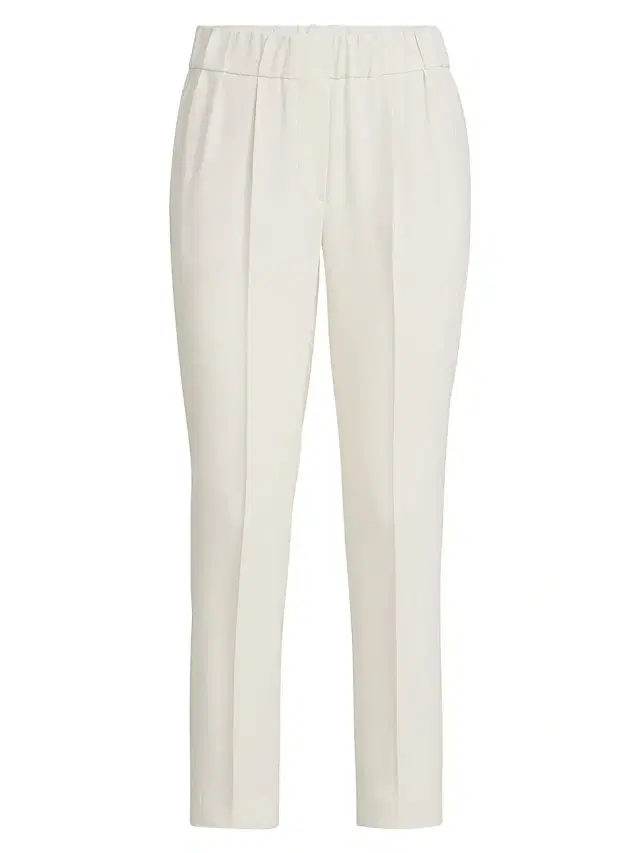 Brunello Cucinelli Women's Silk and Acetate Crêpe Cady Tailored Jogger Trousers - Off White