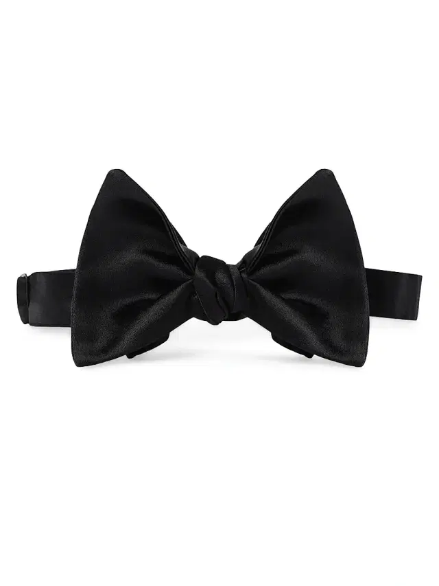 Brunello Cucinelli Men's Cotton and Silk Satin Bow Tie - Black