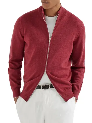 Brunello Cucinelli Men's Cashmere Turtleneck Cardigan with Zipper | Thumbnail 2