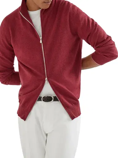 Brunello Cucinelli Men's Cashmere Turtleneck Cardigan with Zipper | Thumbnail 5