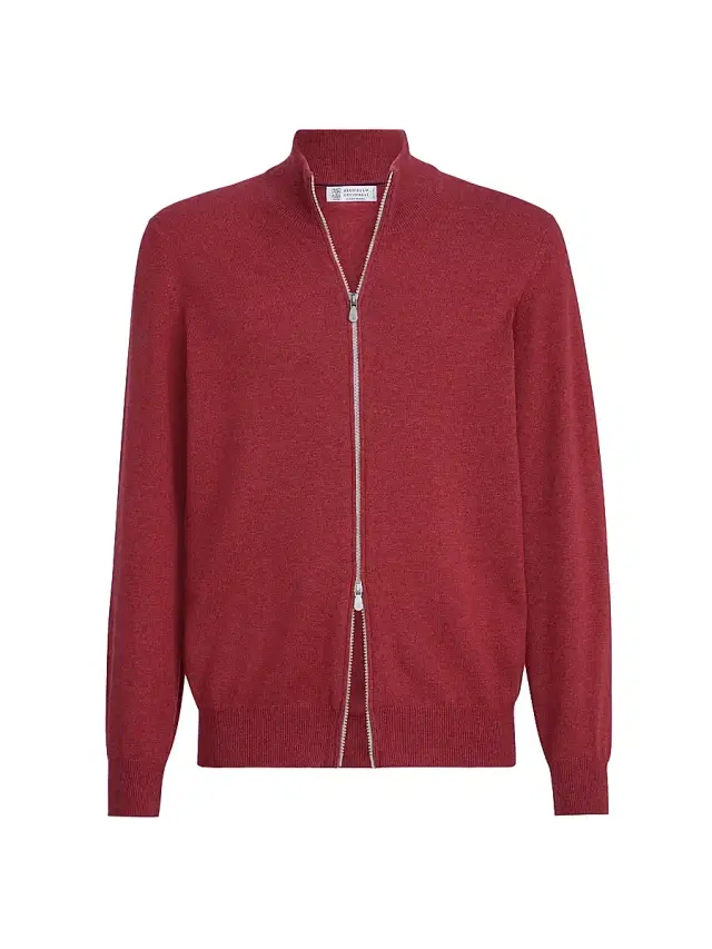 Brunello Cucinelli Men's Cashmere Turtleneck Cardigan with Zipper