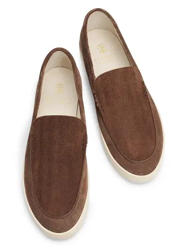 Brunello Cucinelli Men's Herringbone Suede Loafers | Thumbnail 4 Brunello Cucinelli Men's Herringbone Suede Loafers | Thumbnail 4