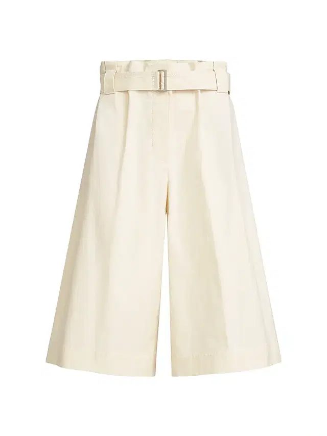 Brunello Cucinelli Women's Cotton Gabardine Paperbag Waist Bermuda Shorts - White