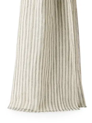 Brunello Cucinelli Women's Sparkling Striped Linen Scarf - Green | Thumbnail 3
