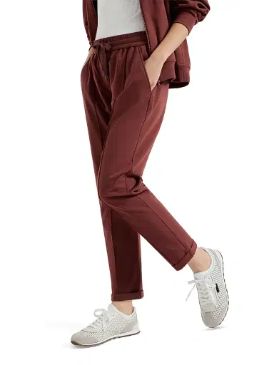 Brunello Cucinelli Women's Stretch Cotton Lightweight French Terry Track Trousers with Monili - Red - Size XXXXXL | Thumbnail 3 Brunello Cucinelli Women's Stretch Cotton Lightweight French Terry Track Trousers with Monili - Red - Size XXXXXL | Thumbnail 3