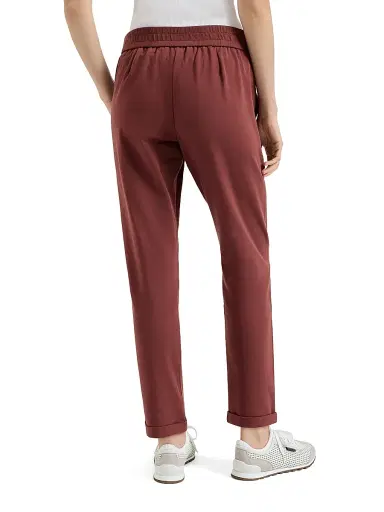 Brunello Cucinelli Women's Stretch Cotton Lightweight French Terry Track Trousers with Monili - Red - Size XXXXXL | Thumbnail 4 Brunello Cucinelli Women's Stretch Cotton Lightweight French Terry Track Trousers with Monili - Red - Size XXXXXL | Thumbnail 4
