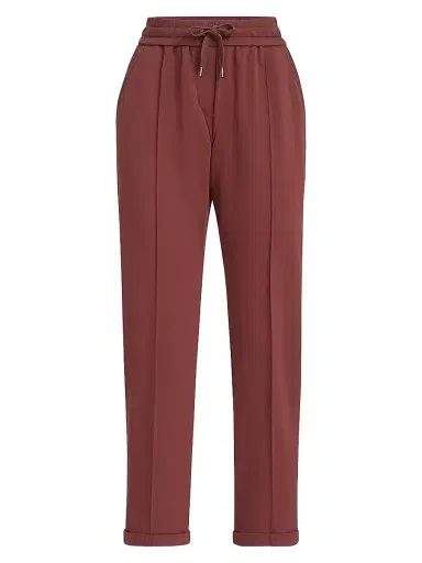 Brunello Cucinelli Women's Stretch Cotton Lightweight French Terry Track Trousers with Monili - Red - Size XXXXXL | Thumbnail 1 Brunello Cucinelli Women's Stretch Cotton Lightweight French Terry Track Trousers with Monili - Red - Size XXXXXL | Thumbnail 1