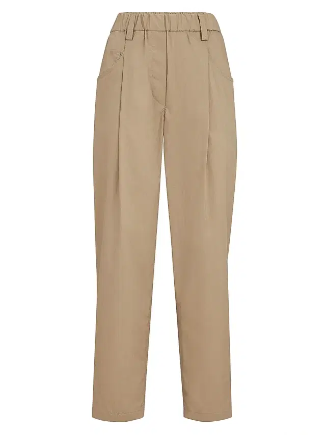 Brunello Cucinelli Women's Lightweight Poplin Five Pocket Track Trousers with Monili - Sand
