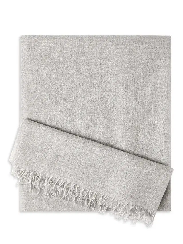 Brunello Cucinelli Women's Cashmere and Silk Scarf - Light Grey