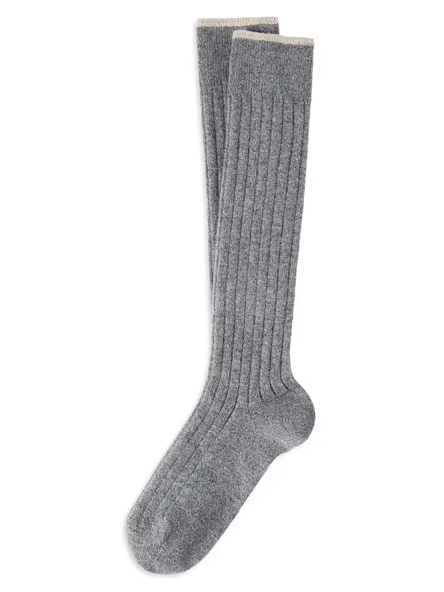 Brunello Cucinelli Men's Cashmere Rib Knit Socks