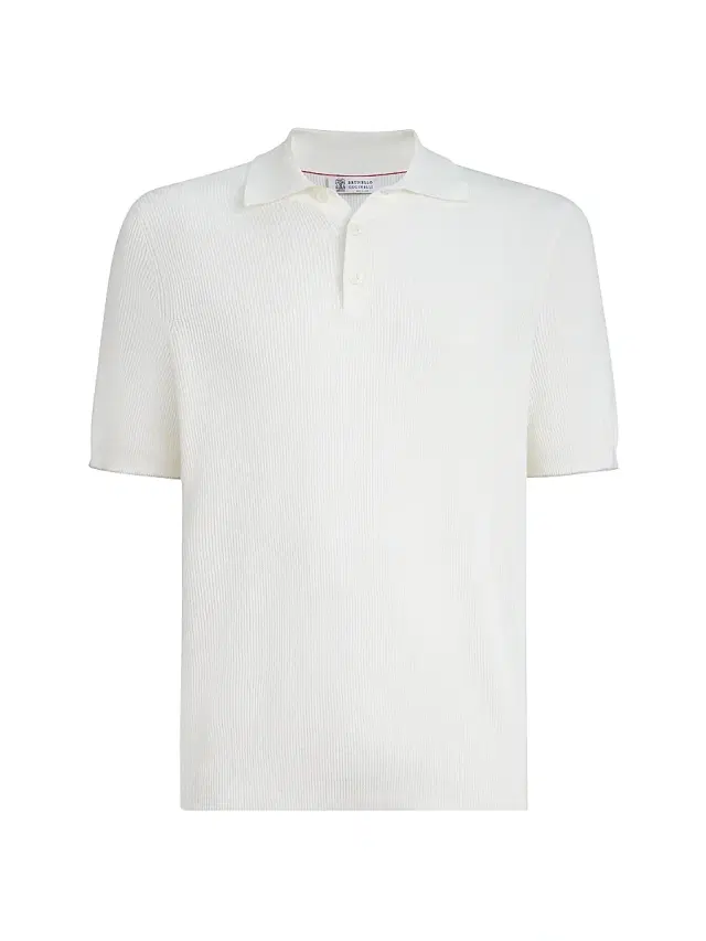 Brunello Cucinelli Men's Cotton English Rib Knit Polo Shirt