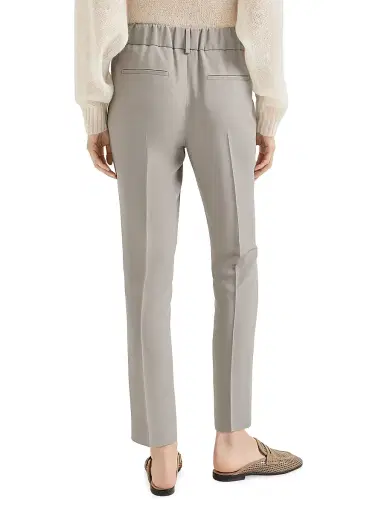 Brunello Cucinelli Women's Silk and Acetate Crêpe Cady Tailored Jogger Trousers | Thumbnail 3