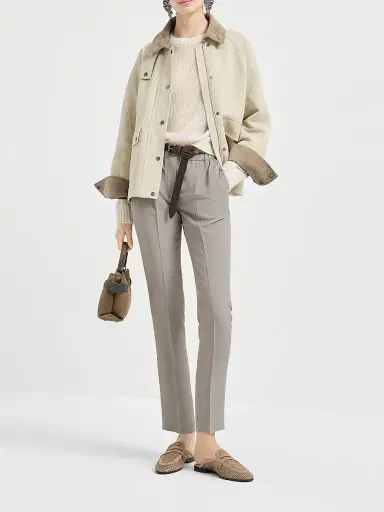 Brunello Cucinelli Women's Silk and Acetate Crêpe Cady Tailored Jogger Trousers | Thumbnail 6