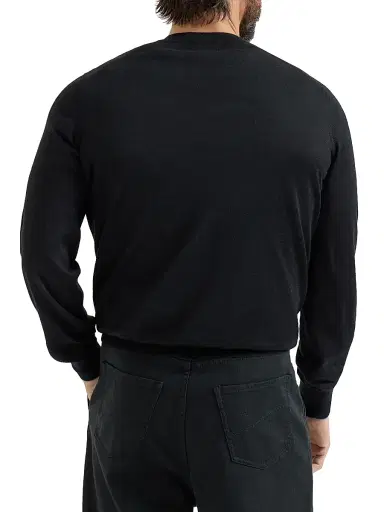 Brunello Cucinelli Men's Cashmere and Silk Lightweight Sweater - Black - Size 36 | Thumbnail 3