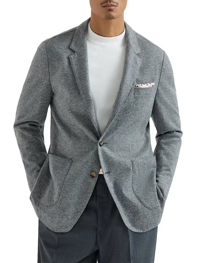 Brunello Cucinelli Men's Cashmere Jersey Blazer with Patch Pockets