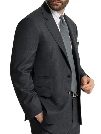 Brunello Cucinelli Men's Virgin Wool Houndstooth Blazer Jacket - Anthracite | Thumbnail 5