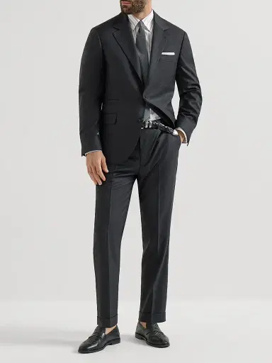 Brunello Cucinelli Men's Virgin Wool Houndstooth Blazer Jacket - Anthracite | Thumbnail 6